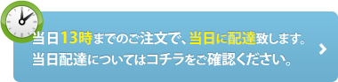 当日13時までのご注文で、当日に配達致します。
当日配達についてはコチラをご確認ください。